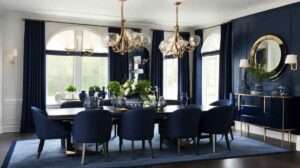 Take a look at the beauty of Navy Blue Dining Room Ideas with an interesting picture. Check out how navy blue decor makes eating rooms look more stylish and classy. Make your eating area feel modern and warm by adding beautiful lighting and surfaces that reflect light.